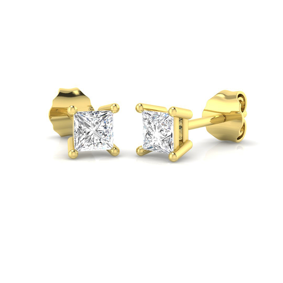 0.6 ct Natural Diamond Princess Earrings