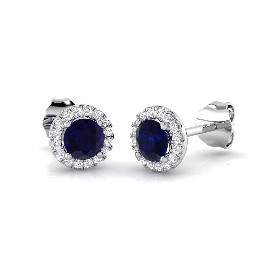 0.8 ct Blue Sapphire Round Earrings