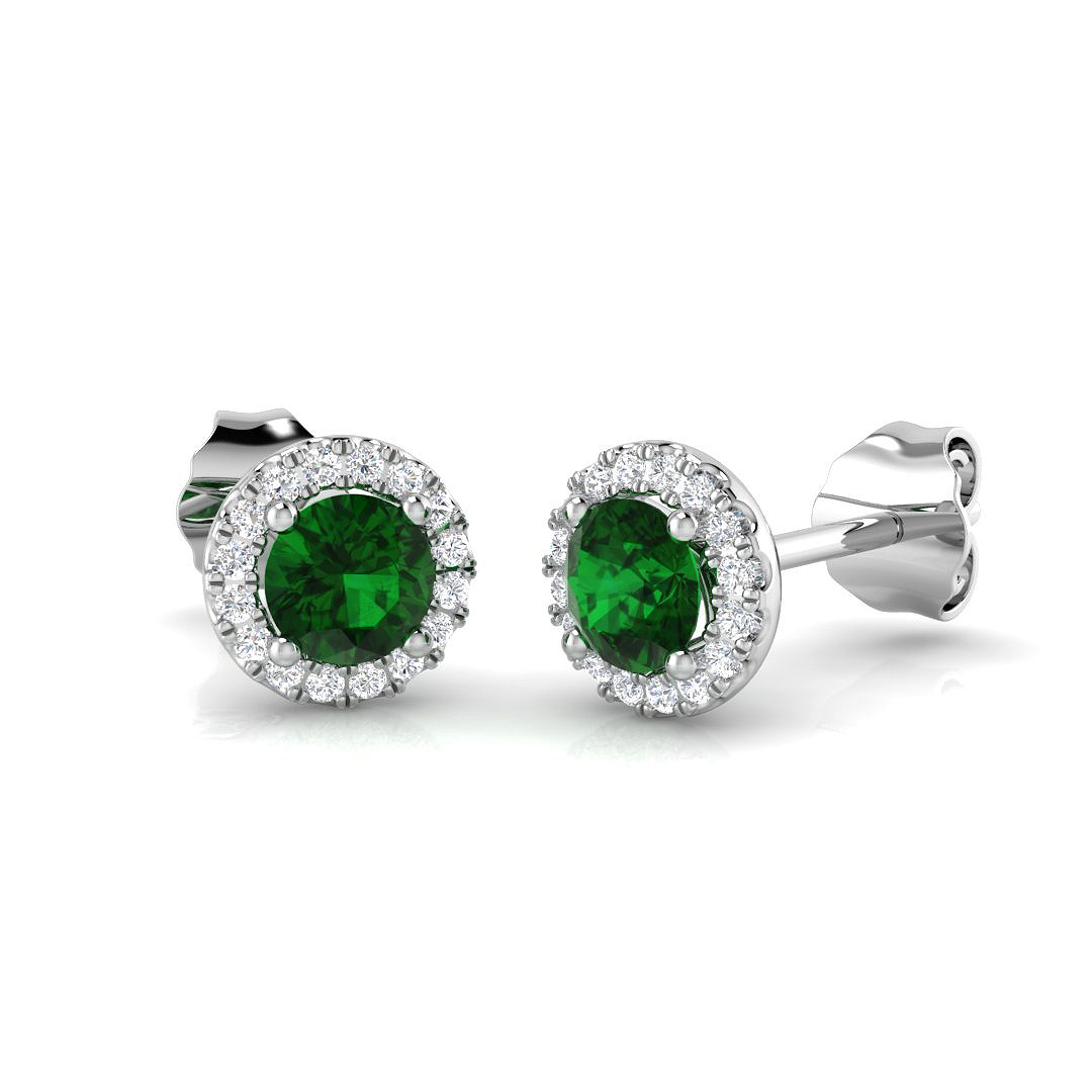 0.7 ct Natural Diamond Emerald Earrings