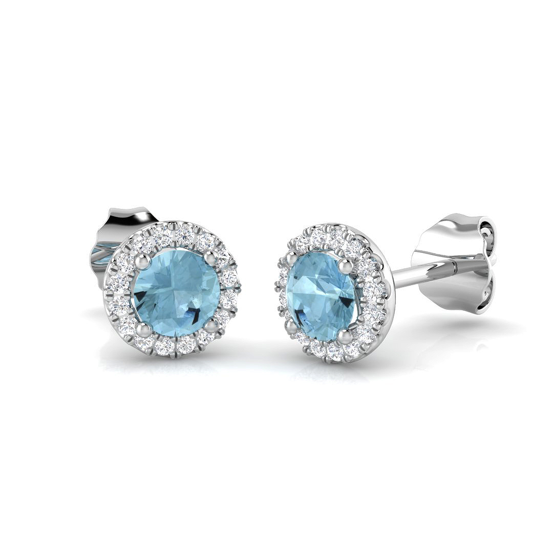 0.6 ct Aquamarine Round Earrings