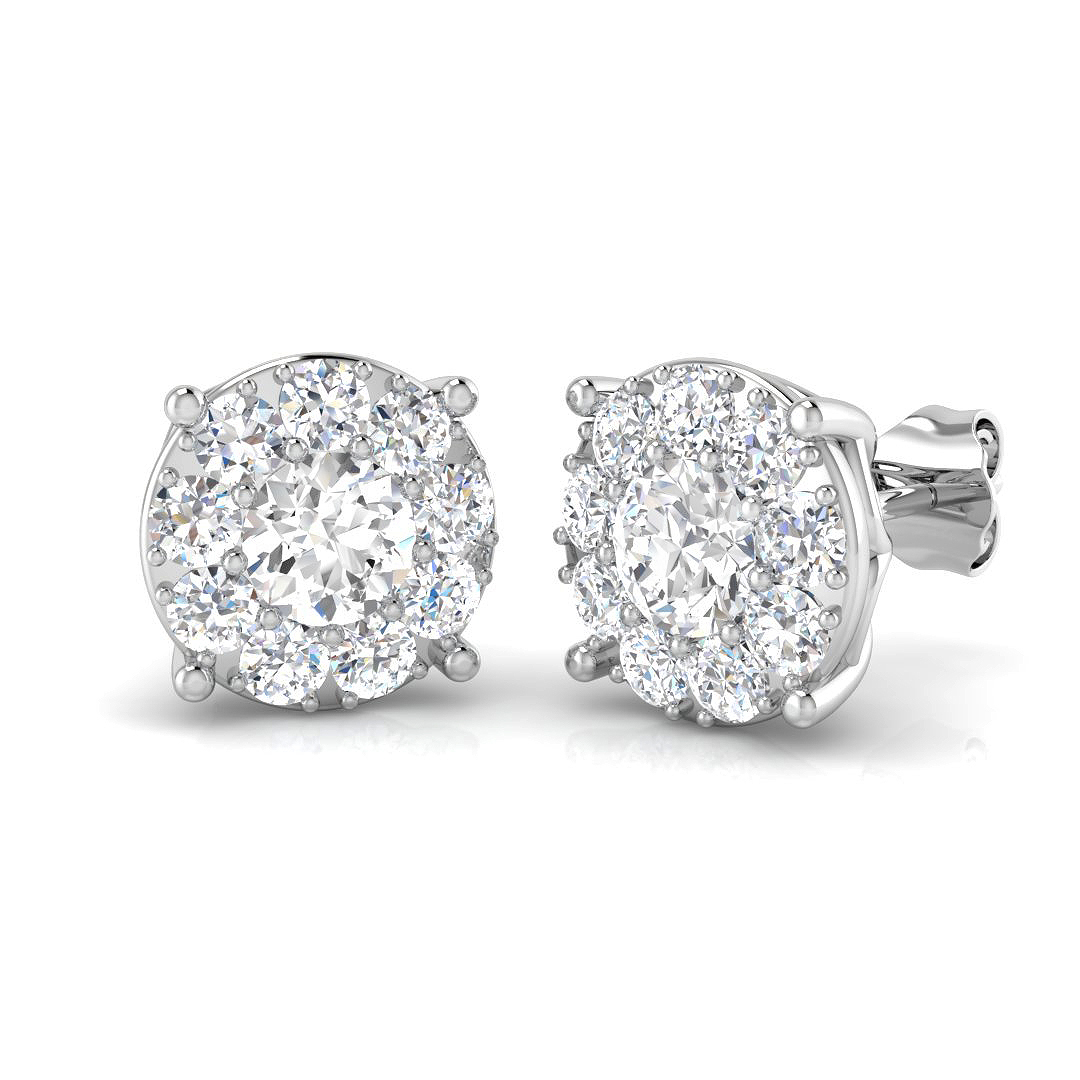 1.9 ct Natural Diamond Round Earrings