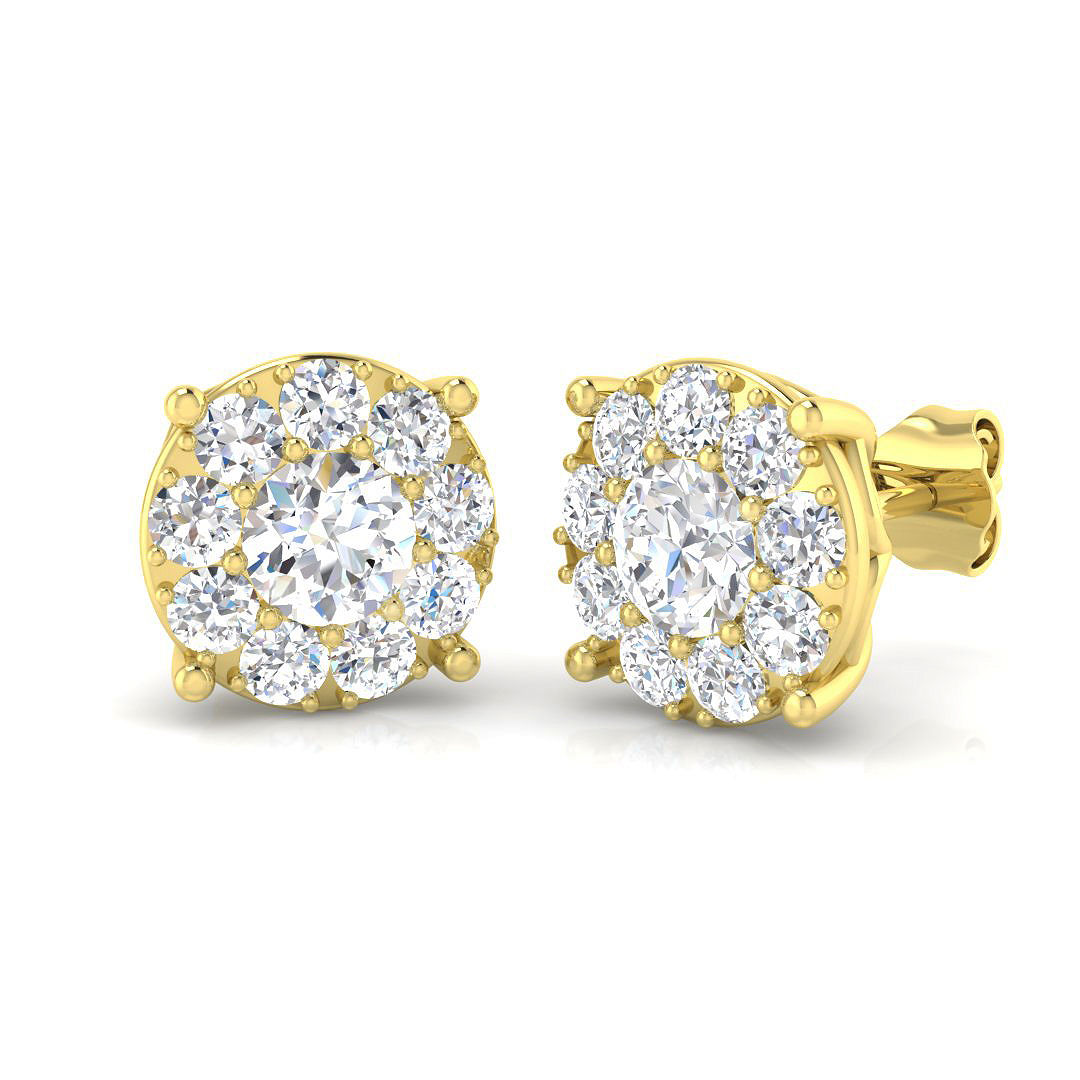 1.9 ct Natural Diamond Round Earrings