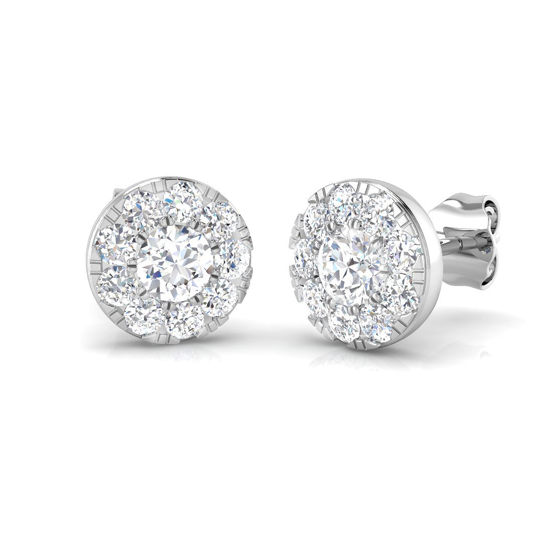 0.9 Ct Natural Diamond Round Cut  in 18K White Gold