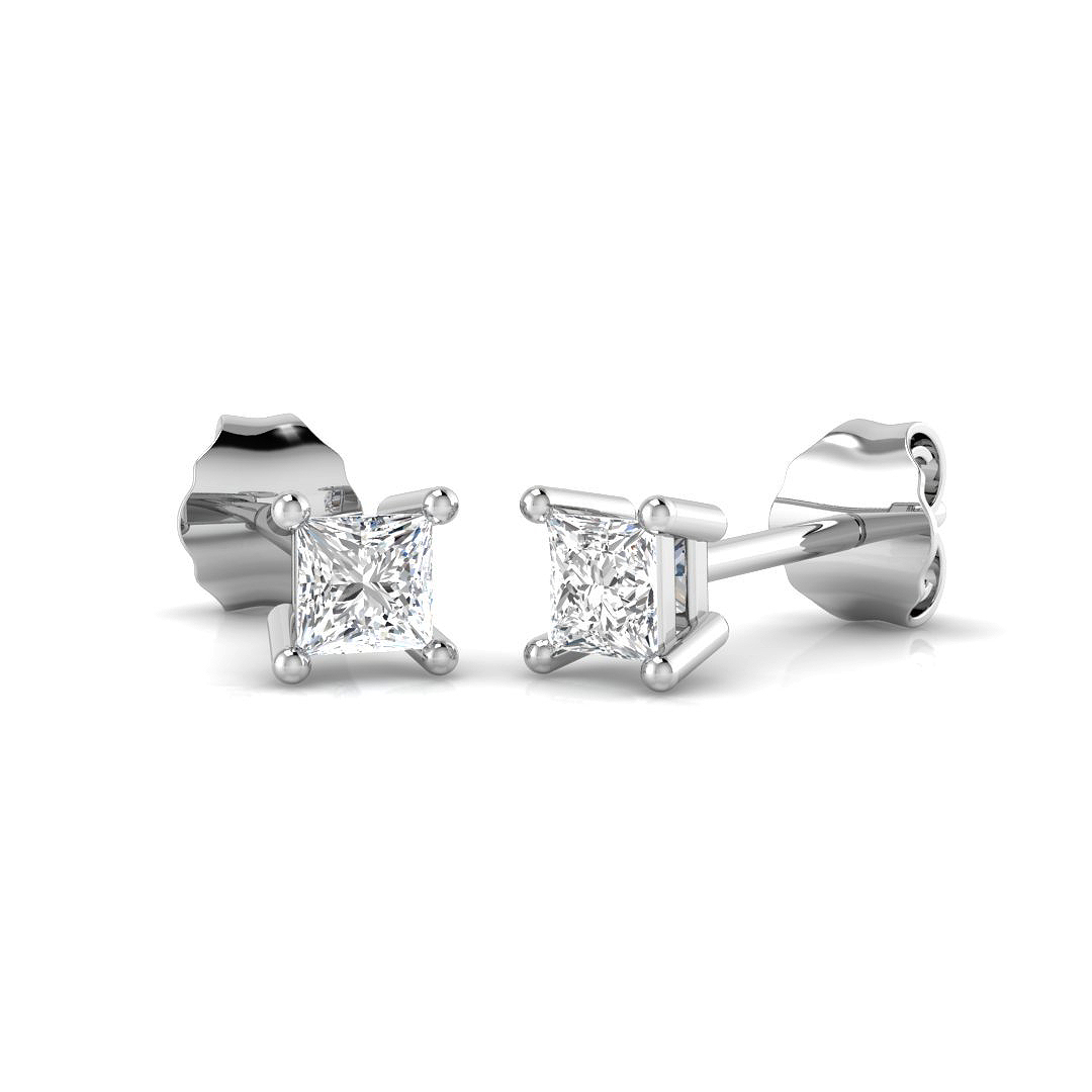 0.35 ct Natural Diamond Princess Earrings