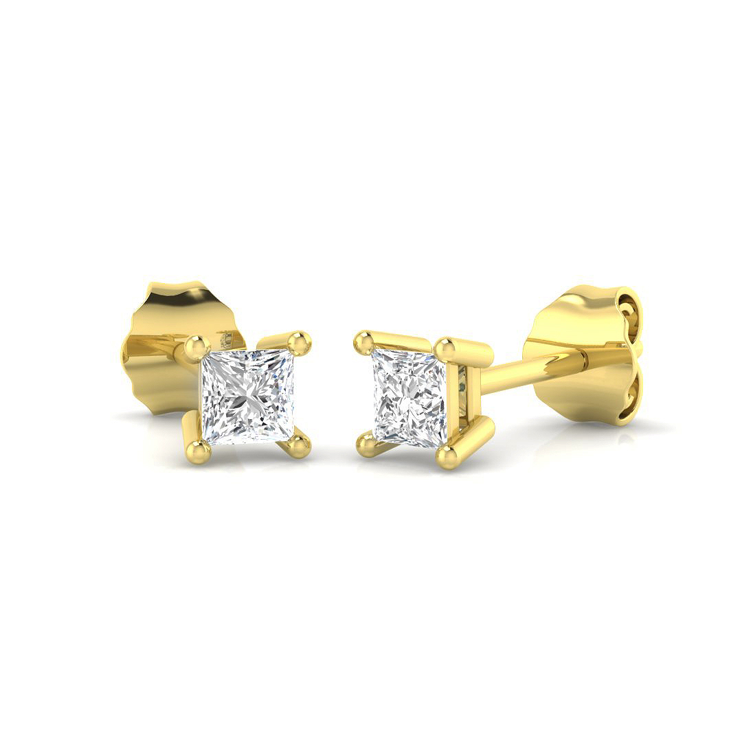 0.35 ct Natural Diamond Princess Earrings