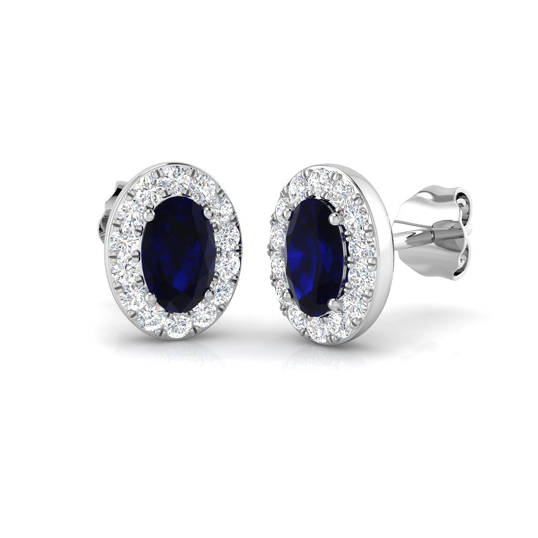 1.1 ct Blue Sapphire Oval Earrings