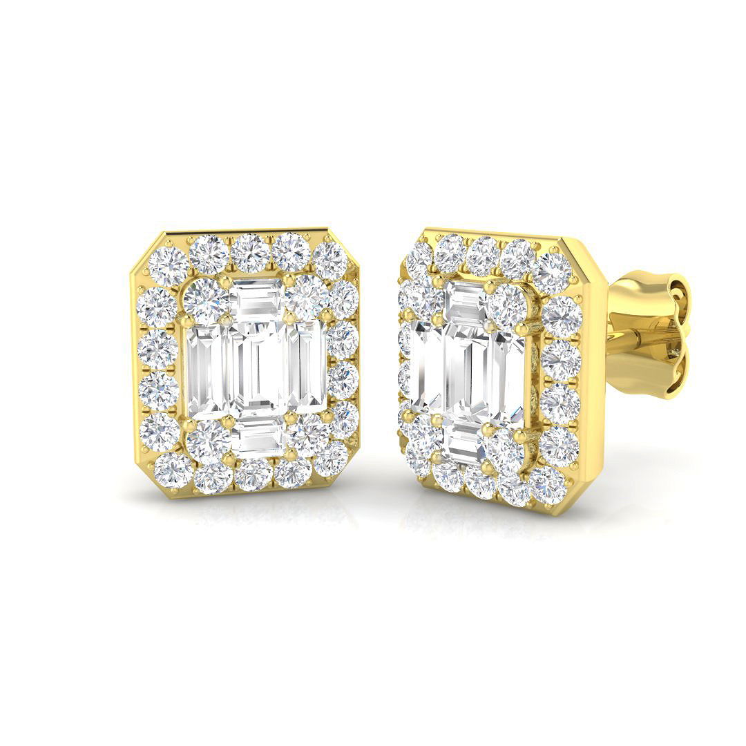 0.85 ct Natural Diamond Baguette Earrings