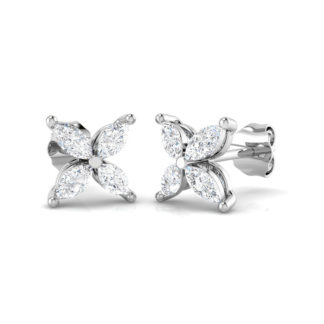 0.65 Ct Natural Diamond Marquise Cut  in 18K White Gold