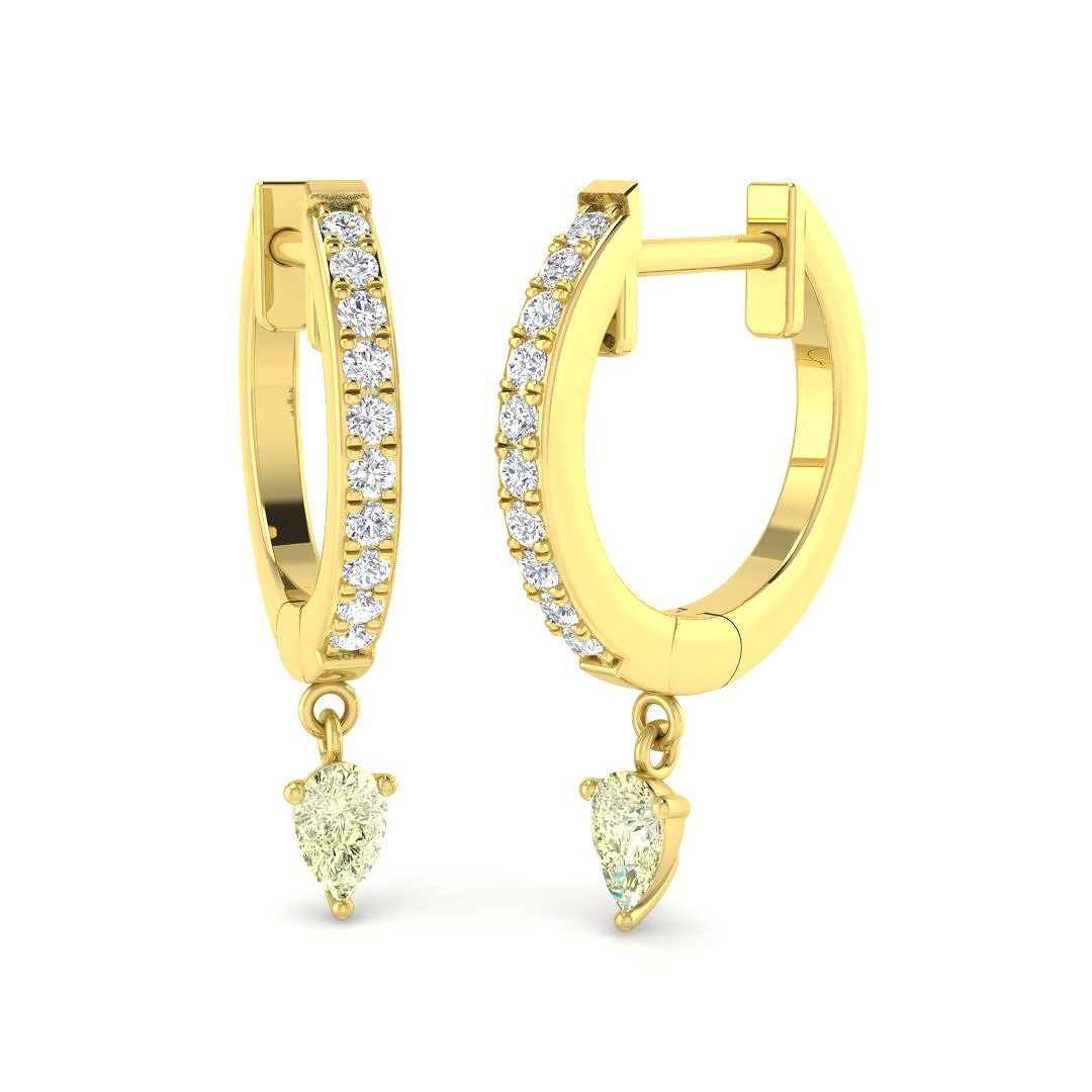 0.25 ct Yellow Diamond Pear Earrings