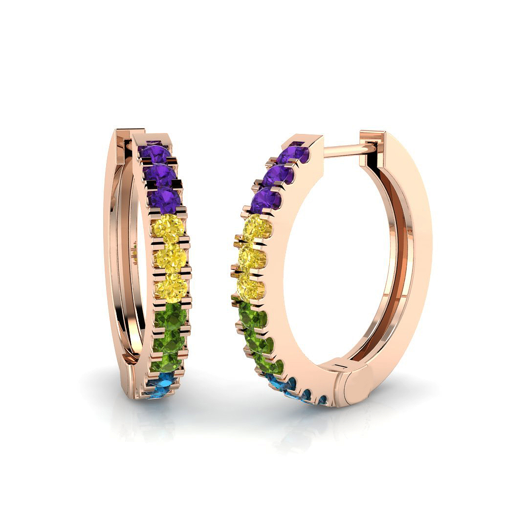 0.4 Ct Yellow Diamond Round Cut  in 18K White Gold