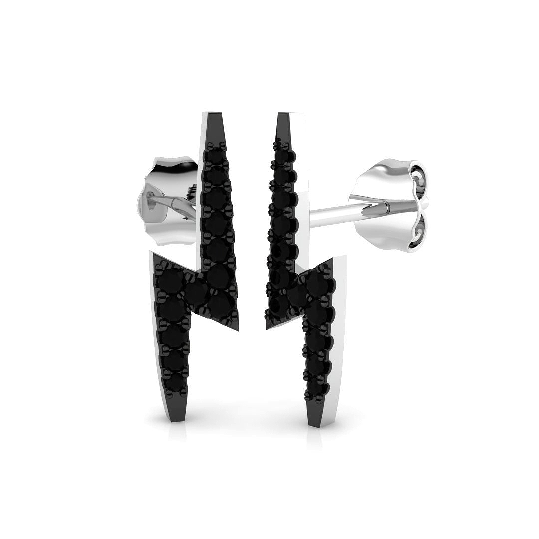 0.15 Ct Black Diamond Round Cut  in 9K White Gold