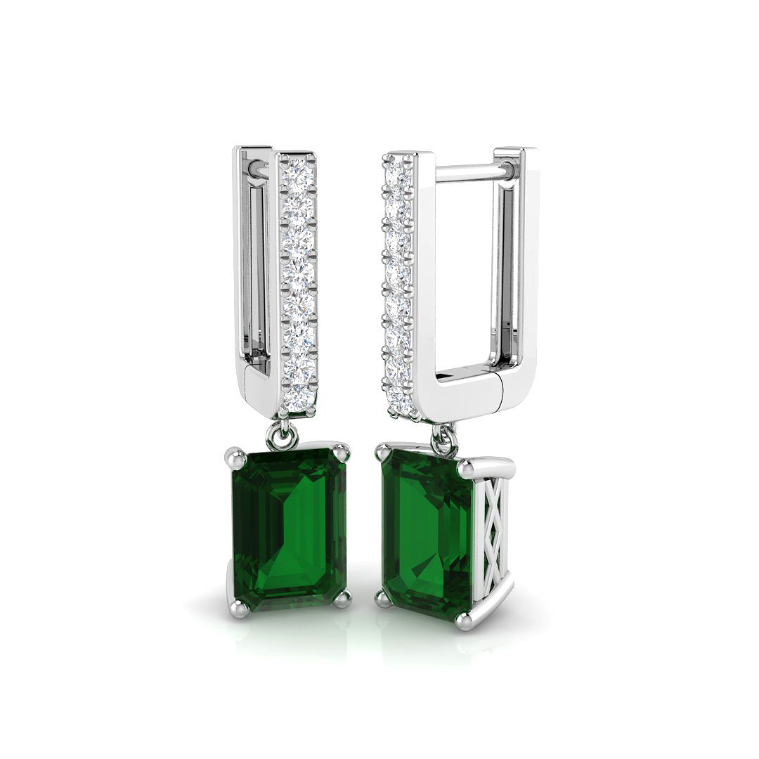 1.9 Ct Natural Diamond Emerald Cut  in 18K White Gold