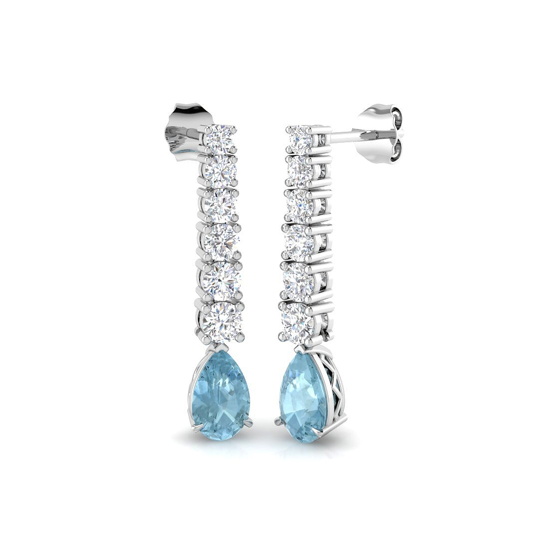 2.85 ct Aquamarine Pear Earrings