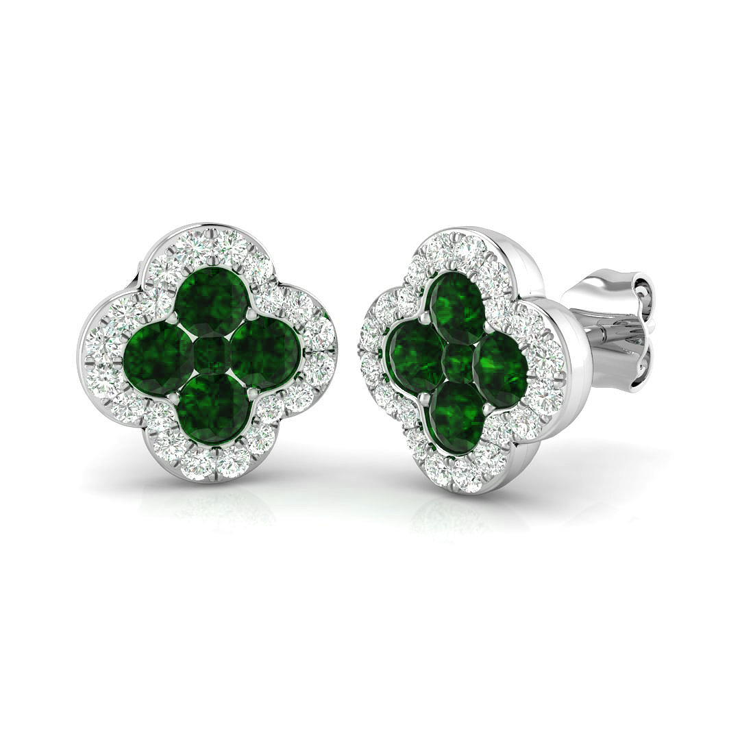 1 ct Natural Diamond Emerald Earrings