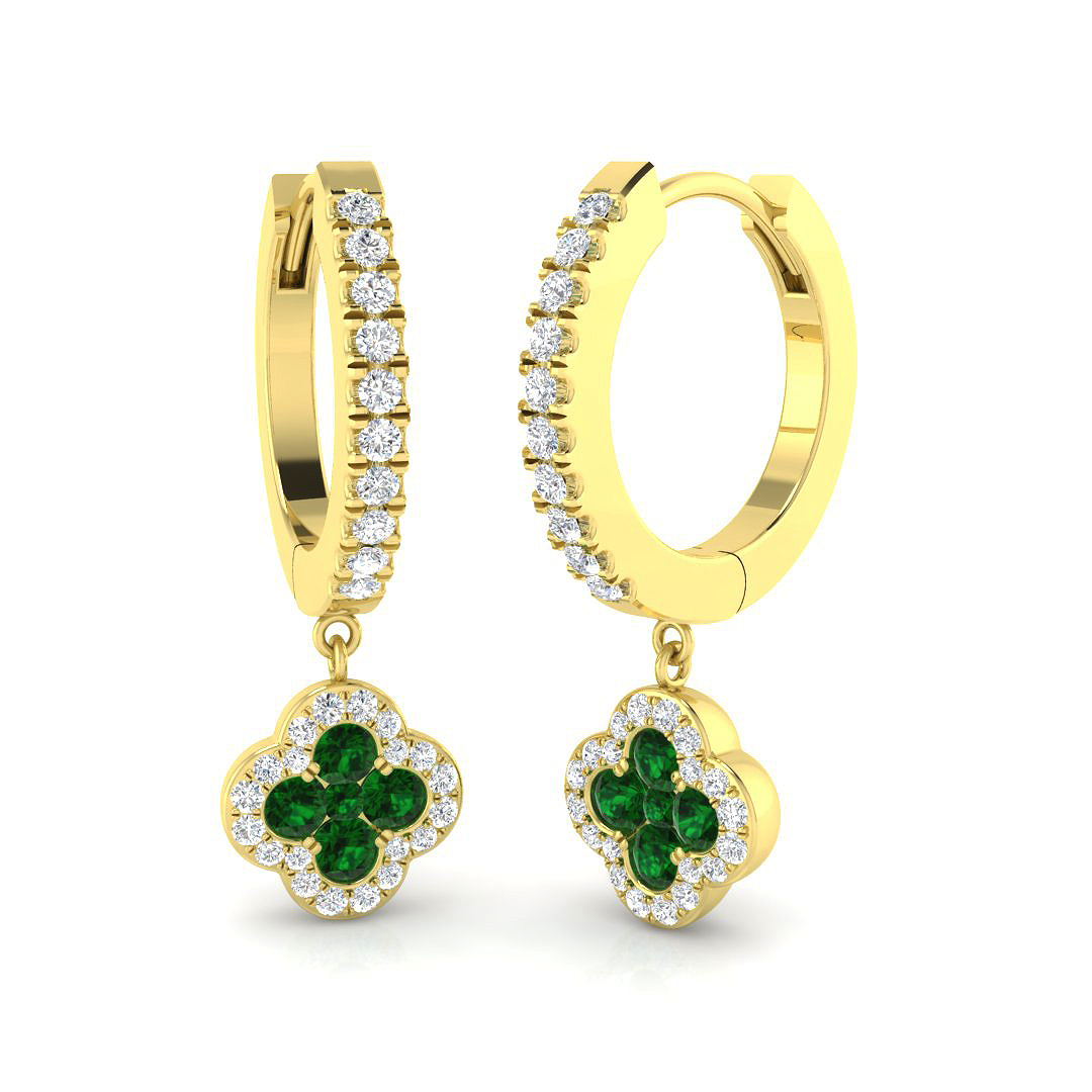 0.75 ct Natural Diamond Emerald Earrings