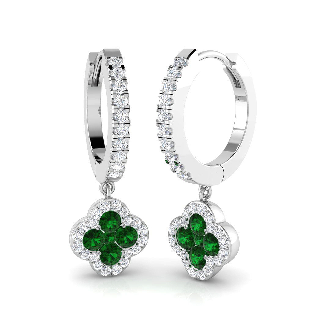 0.7 ct Natural Diamond Emerald Earrings
