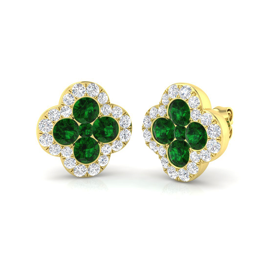 2.3 ct Natural Diamond Emerald Earrings