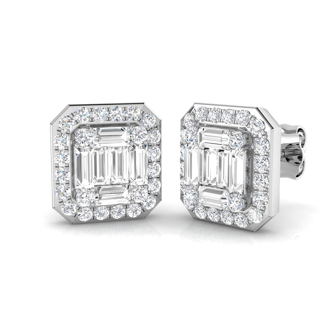 1.05 ct Natural Diamond Baguette Earrings