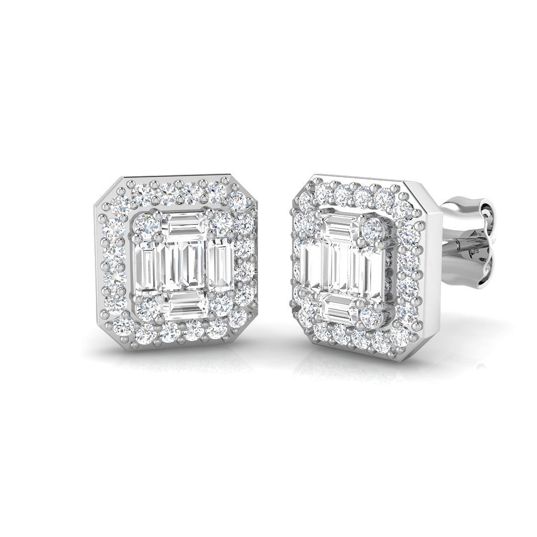 0.6 ct Natural Diamond Baguette Earrings