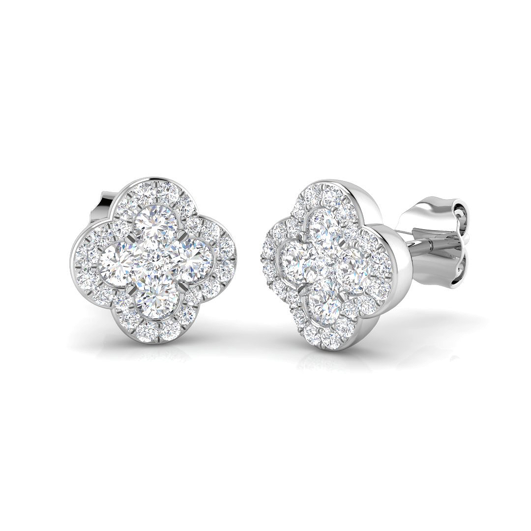 0.65 Ct Natural Diamond Round Cut  in 18K White Gold