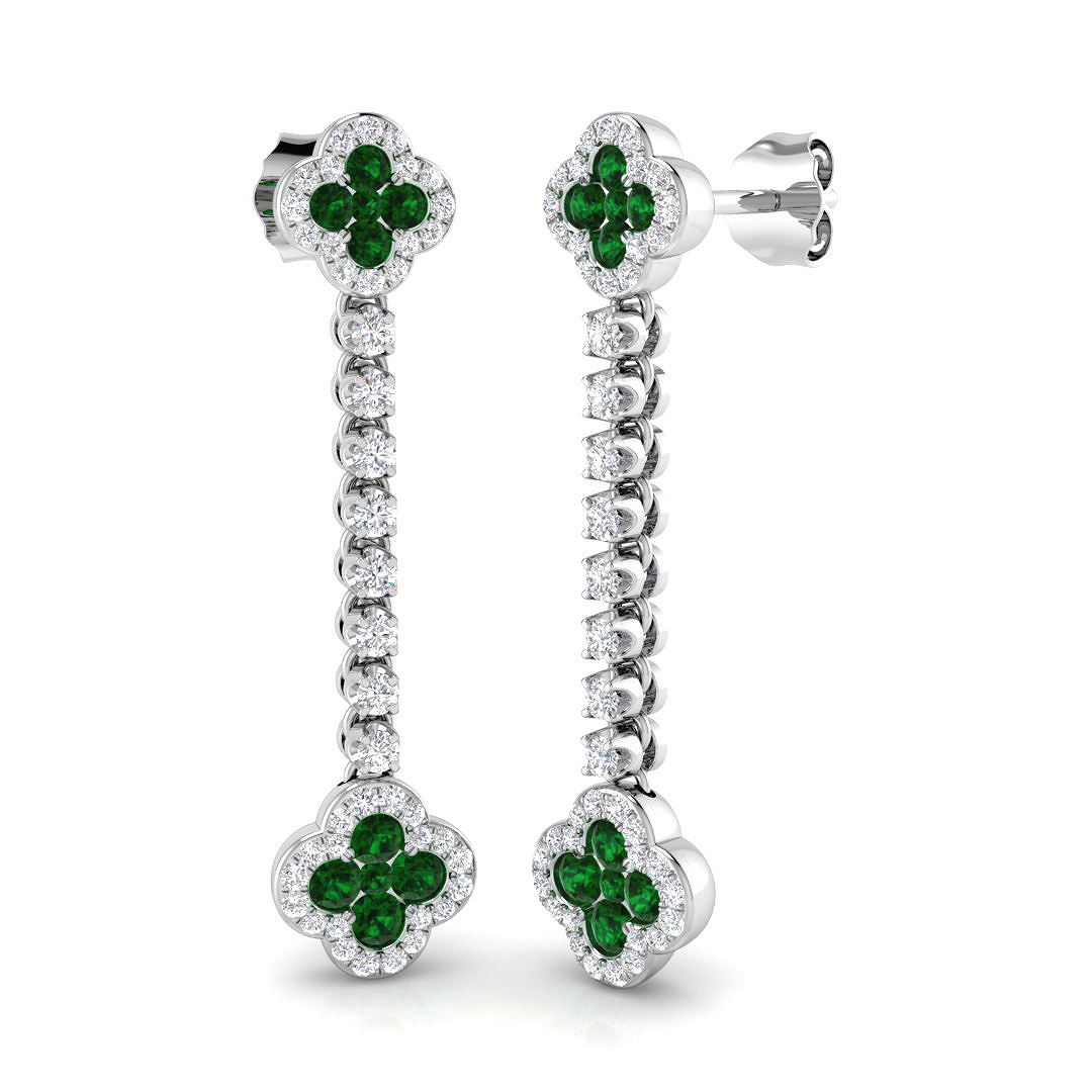 0.9 ct Natural Diamond Emerald Earrings