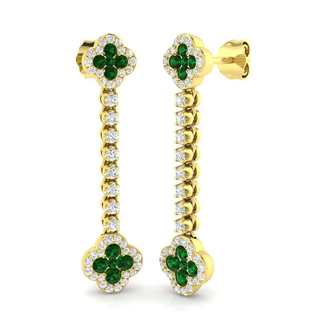 0.9 ct Natural Diamond Emerald Earrings