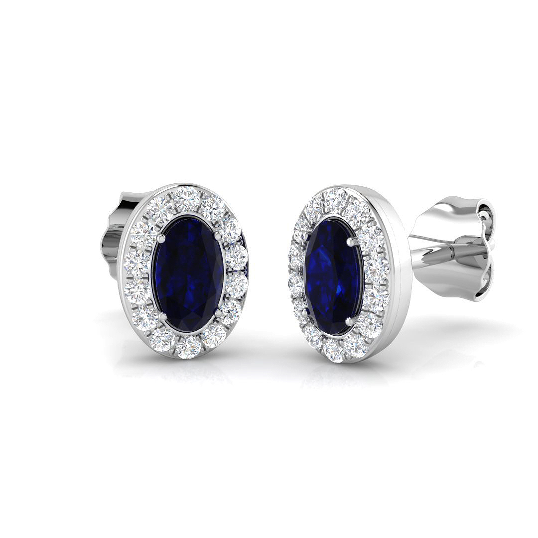 0.8 ct Blue Sapphire Oval Earrings