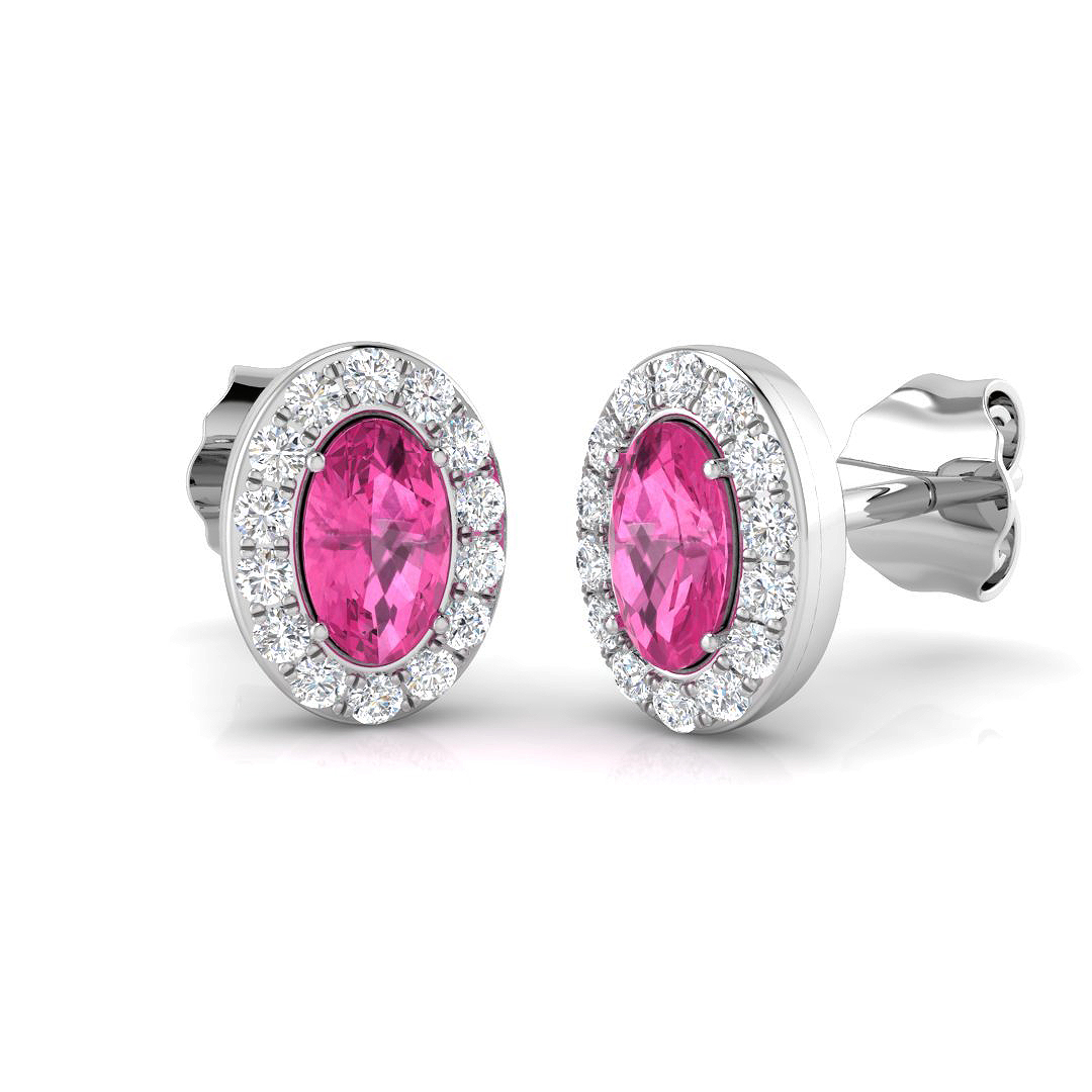 0.7 ct Pink Sapphire Oval Earrings