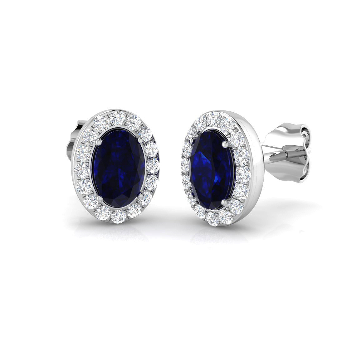 1.1 ct Blue Sapphire Oval Earrings
