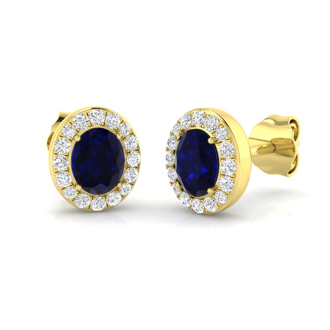 0.9 ct Blue Sapphire Oval Earrings