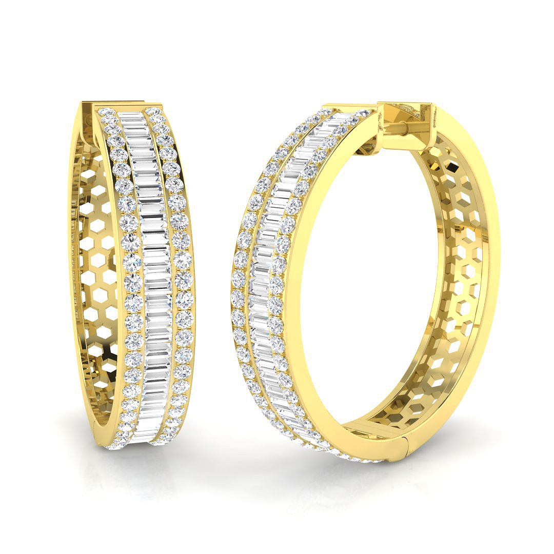 2.35 ct Natural Diamond Baguette Earrings