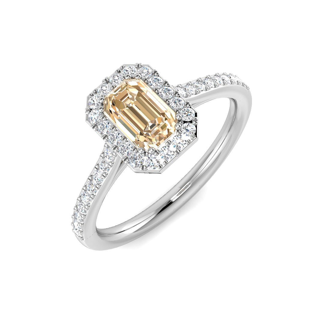 0.8 Ct Morganite Emerald Cut  in 18K White Gold