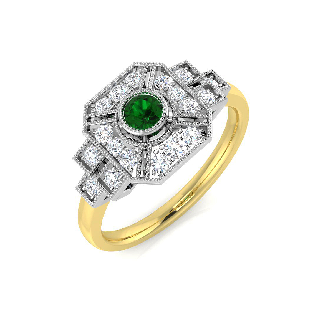 0.45 ct Natural Diamond Emerald Ring