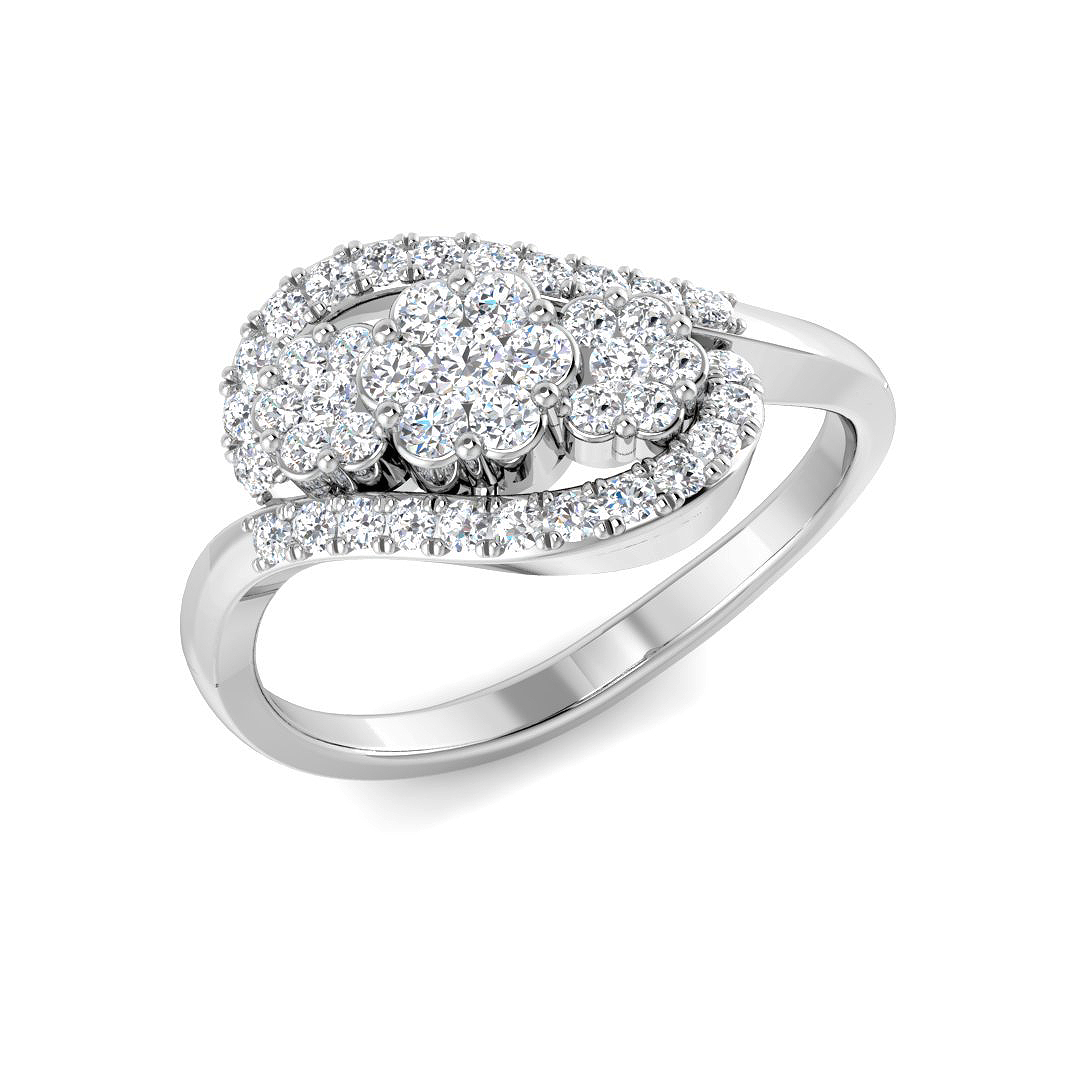 0.5 Ct Natural Diamond Round Cut  in 18K White Gold