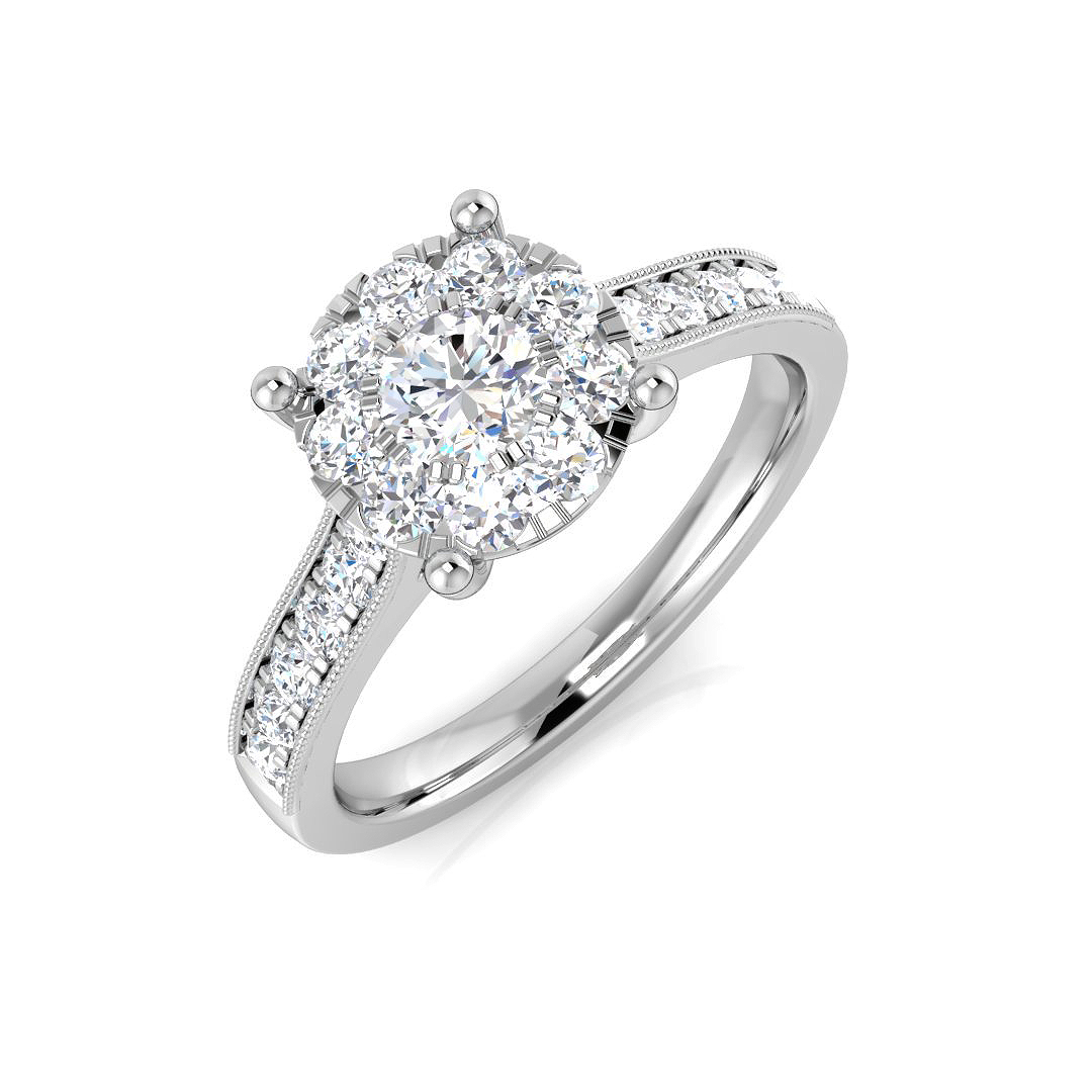 0.75 Ct Natural Diamond Round Cut  in 18K White Gold