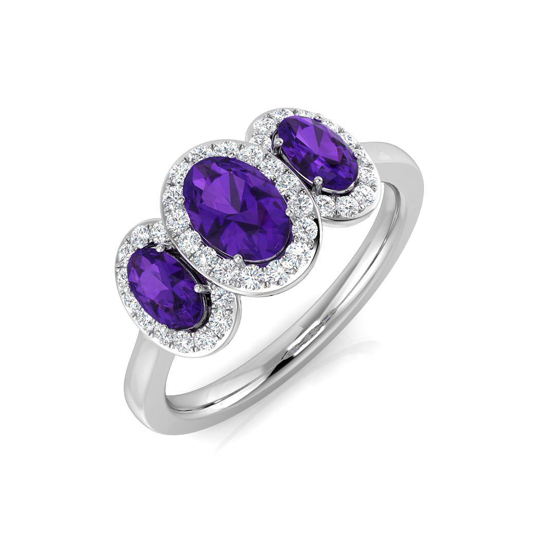 1.1 Ct Amethyst Oval Cut  in 9K White Gold