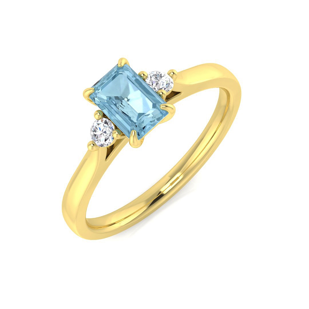 0.6 ct Aquamarine Emerald Ring