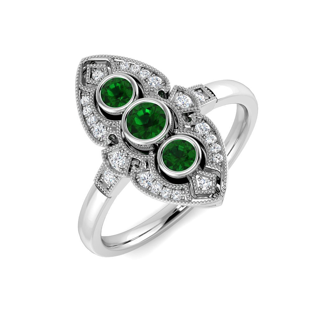 0.4 ct Natural Diamond Emerald Ring