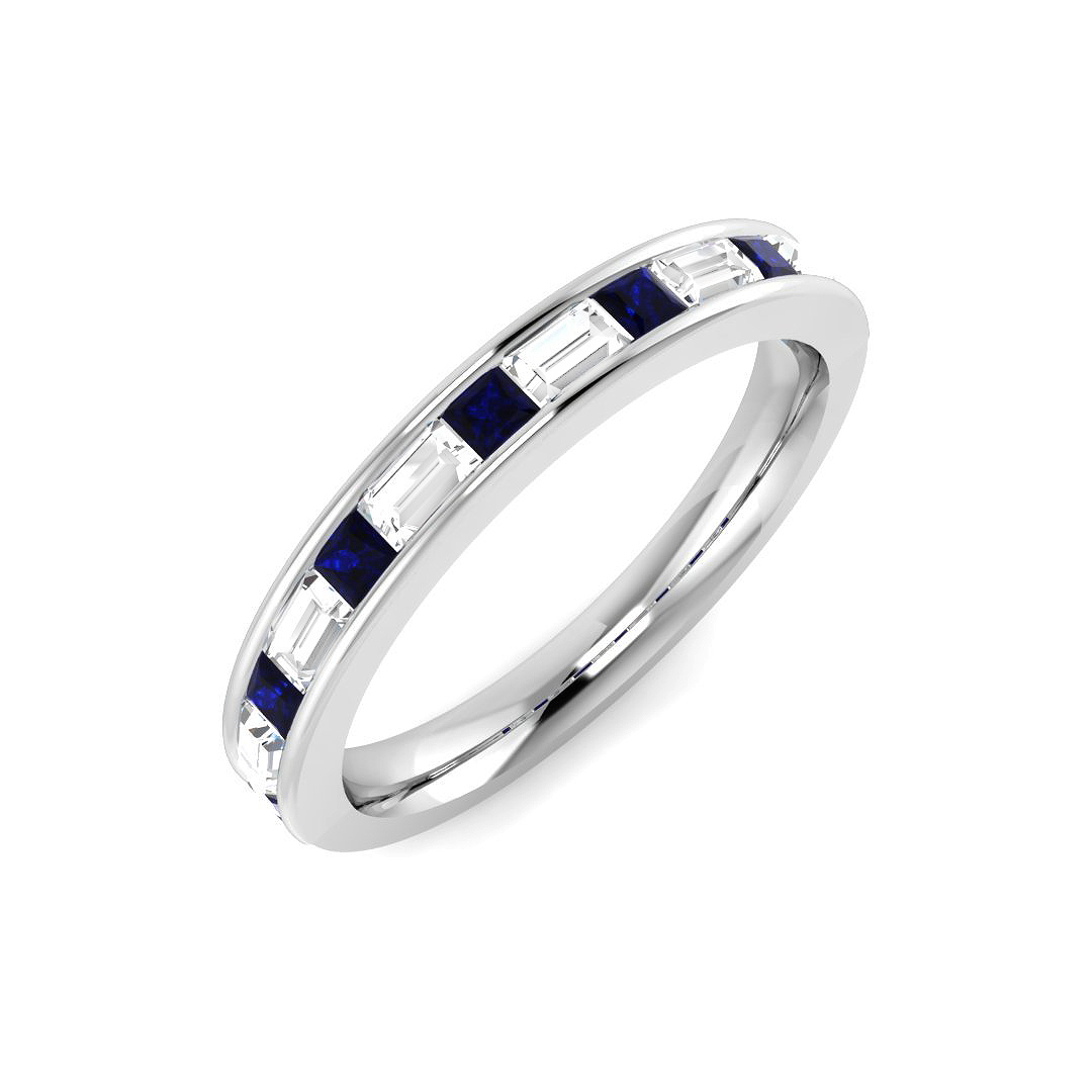 0.6 ct Blue Sapphire Baguette Ring