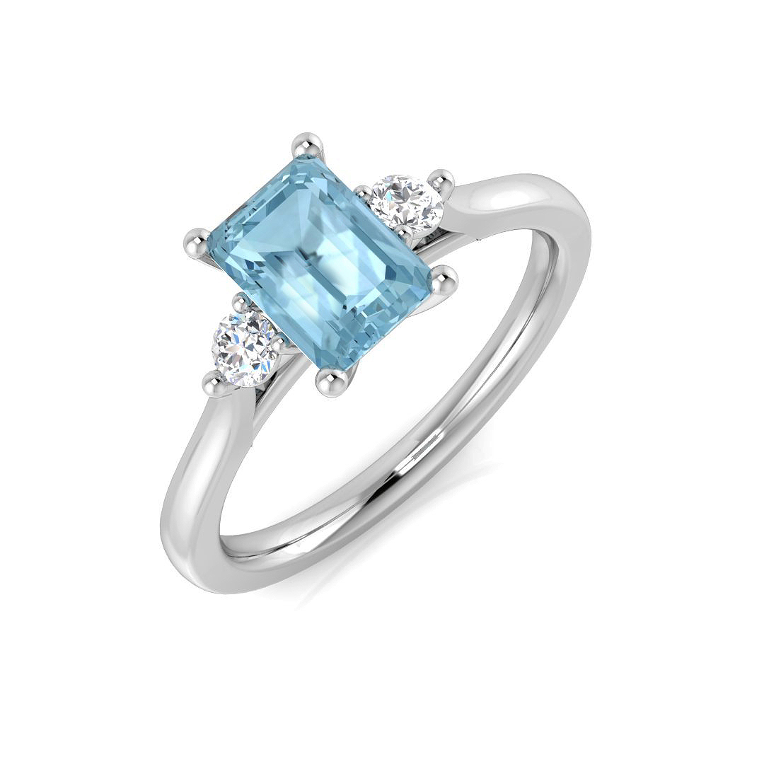 1 ct Aquamarine Cushion Ring