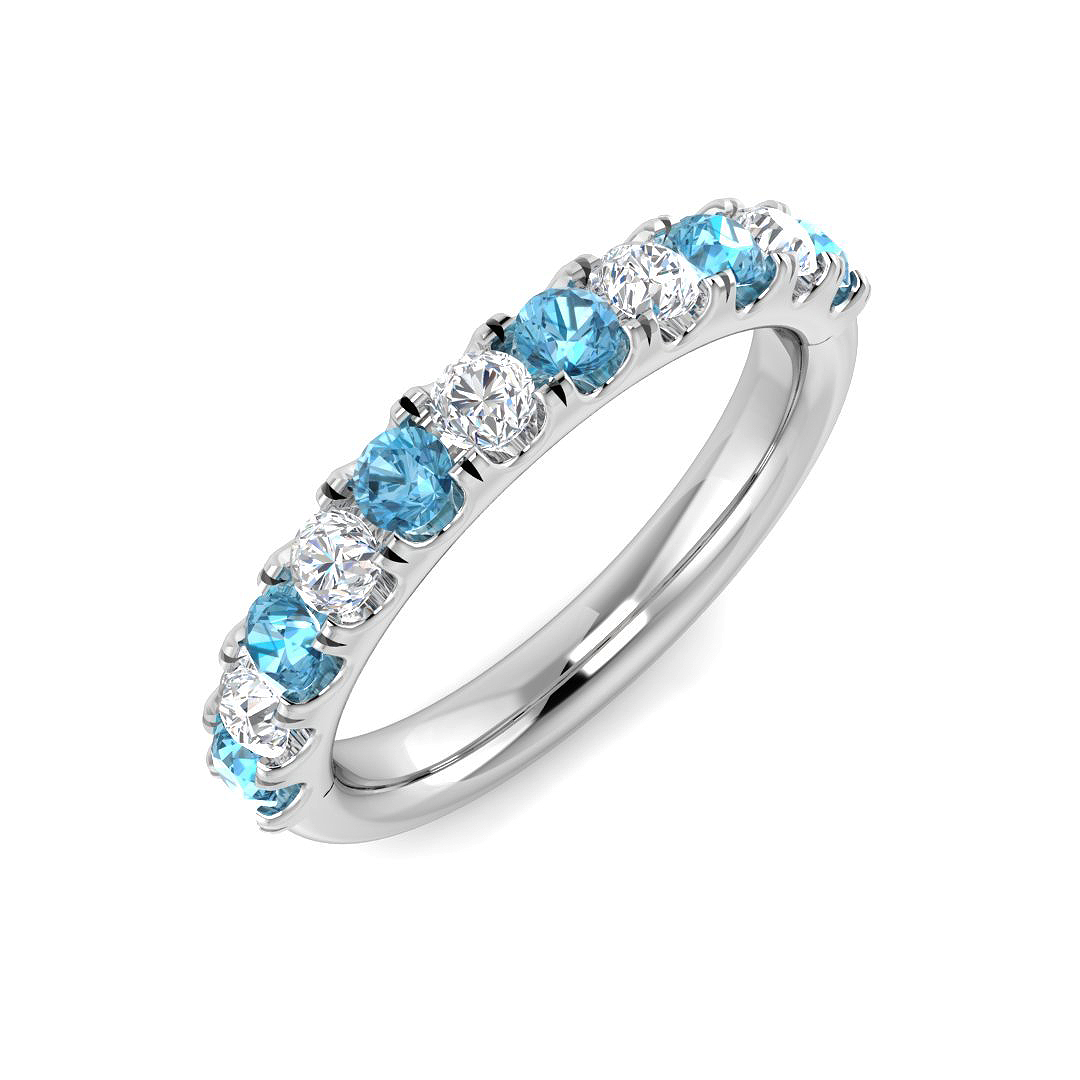 0.85 Ct Blue Topaz Round Cut  in 9K White Gold