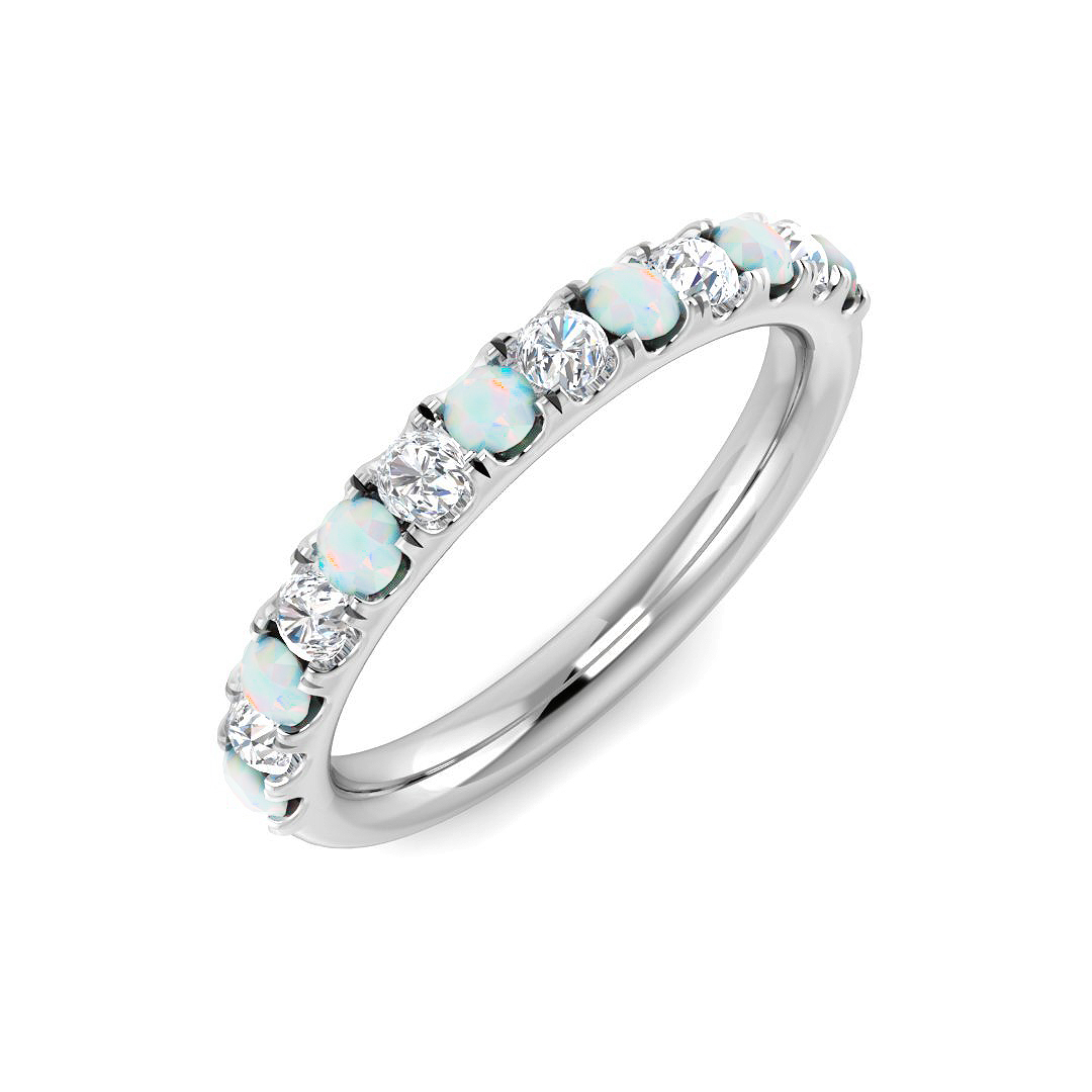 0.4 Ct Opal Round Cut  in 9K White Gold