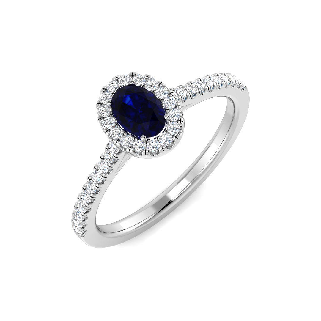 0.7 ct Blue Sapphire Oval Ring