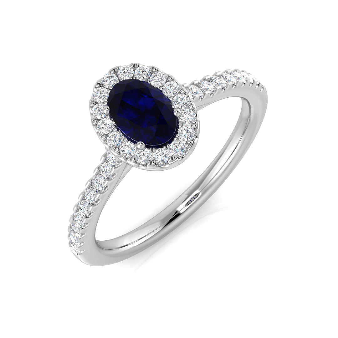 0.8 ct Blue Sapphire Oval Ring