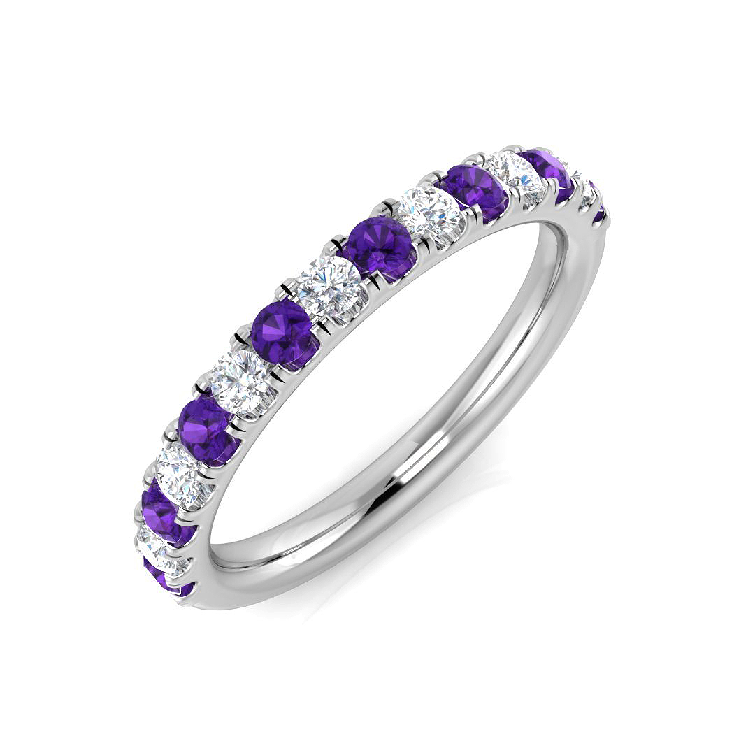 0.45 Ct Amethyst Round Cut  in 9K White Gold