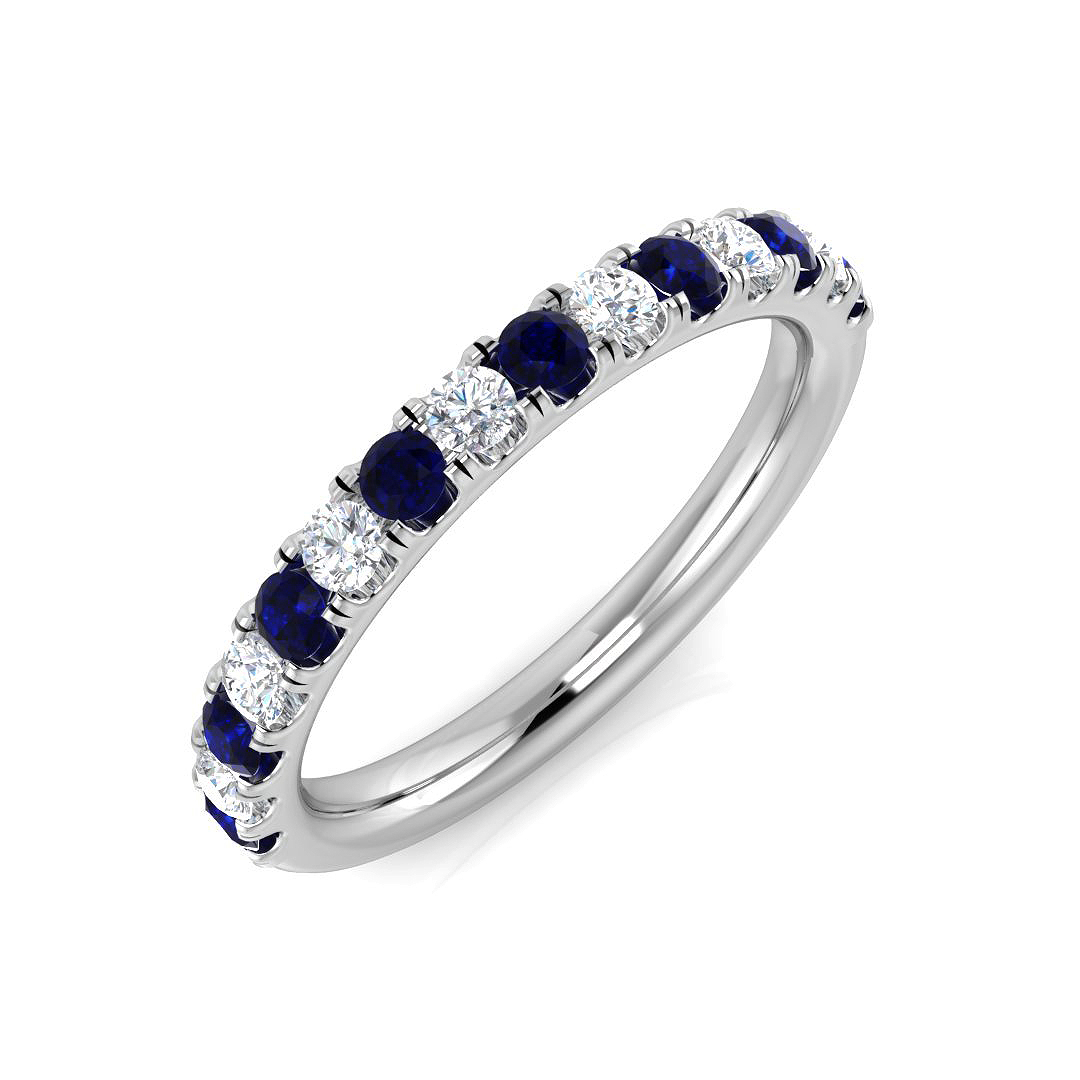 0.55 Ct Blue Sapphire Round Cut  in 9K White Gold