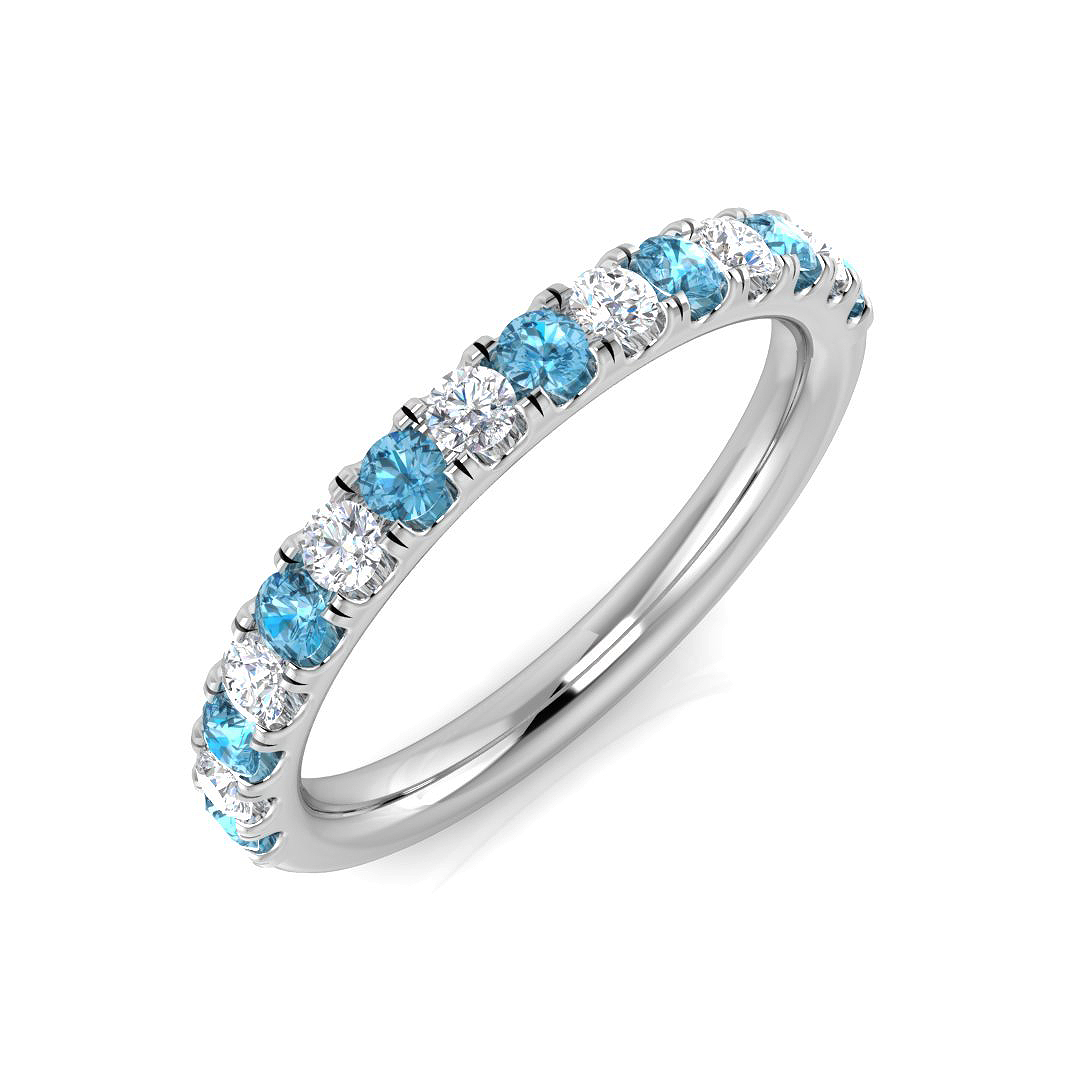 0.5 Ct Blue Topaz Round Cut  in 9K White Gold