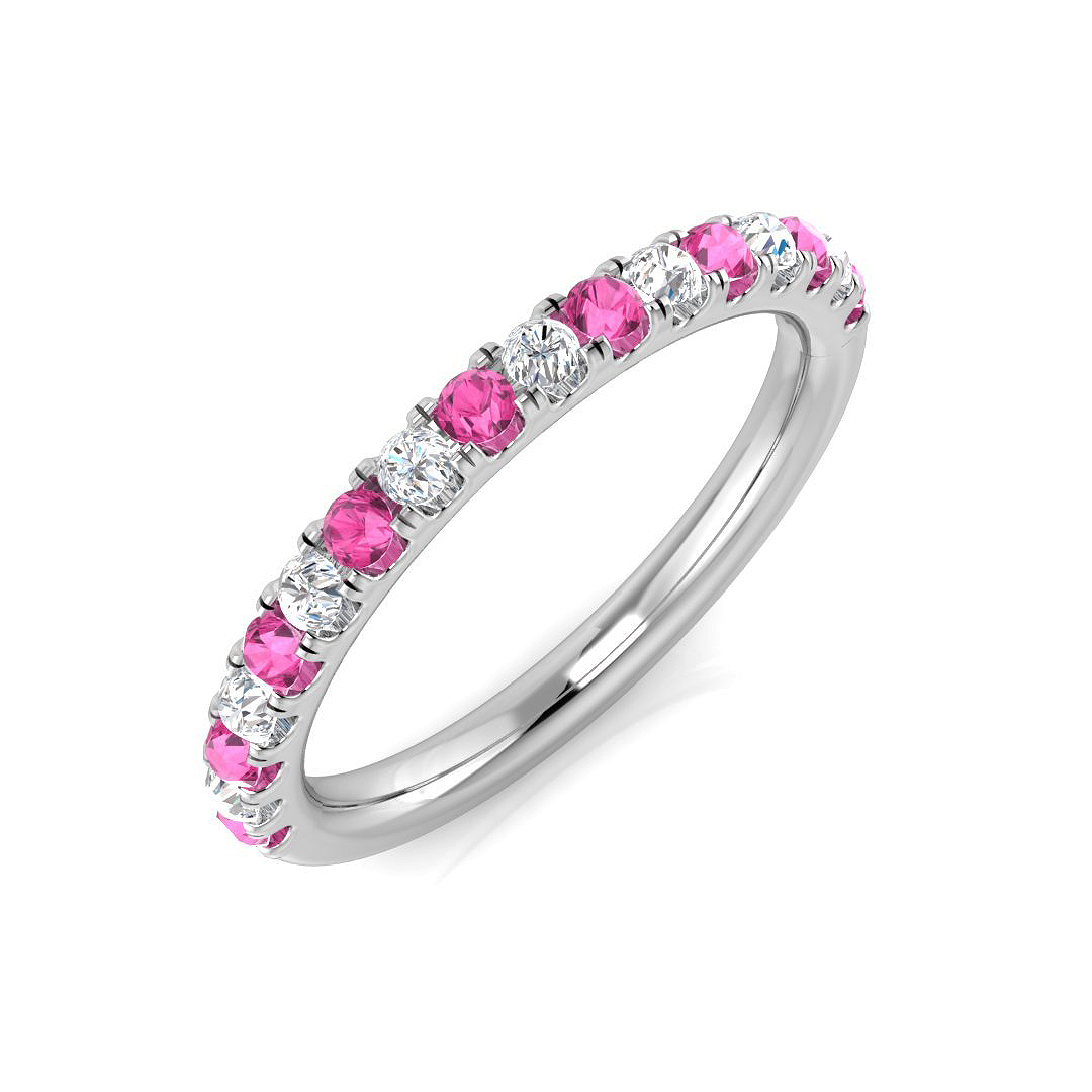 0.4 Ct Pink Sapphire Round Cut  in 9K White Gold
