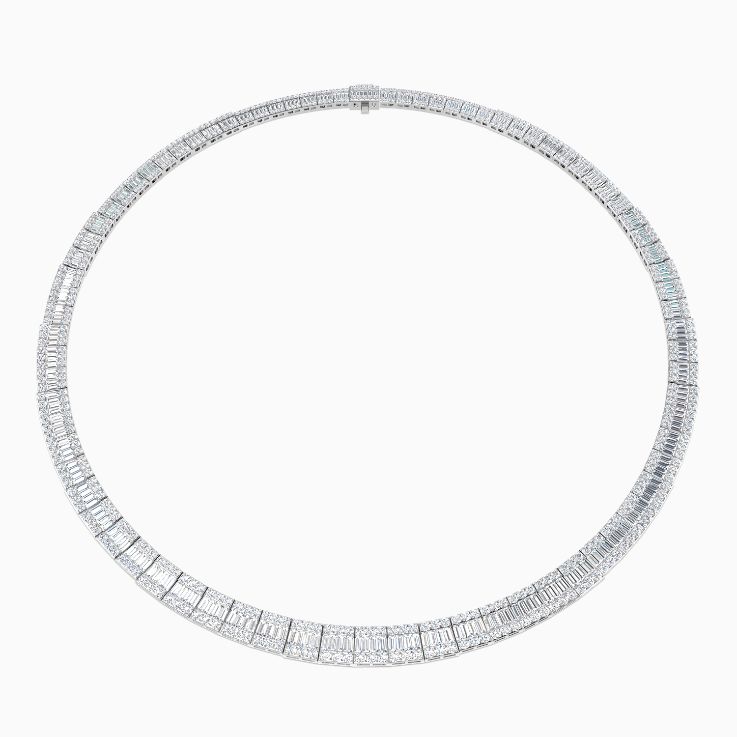 17.1 ct Natural Diamond Baguette Necklace