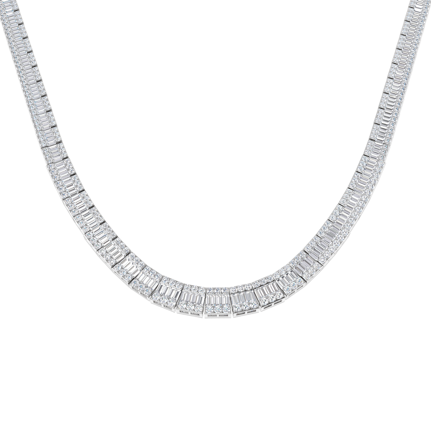15.25 ct Natural Diamond Baguette Necklace